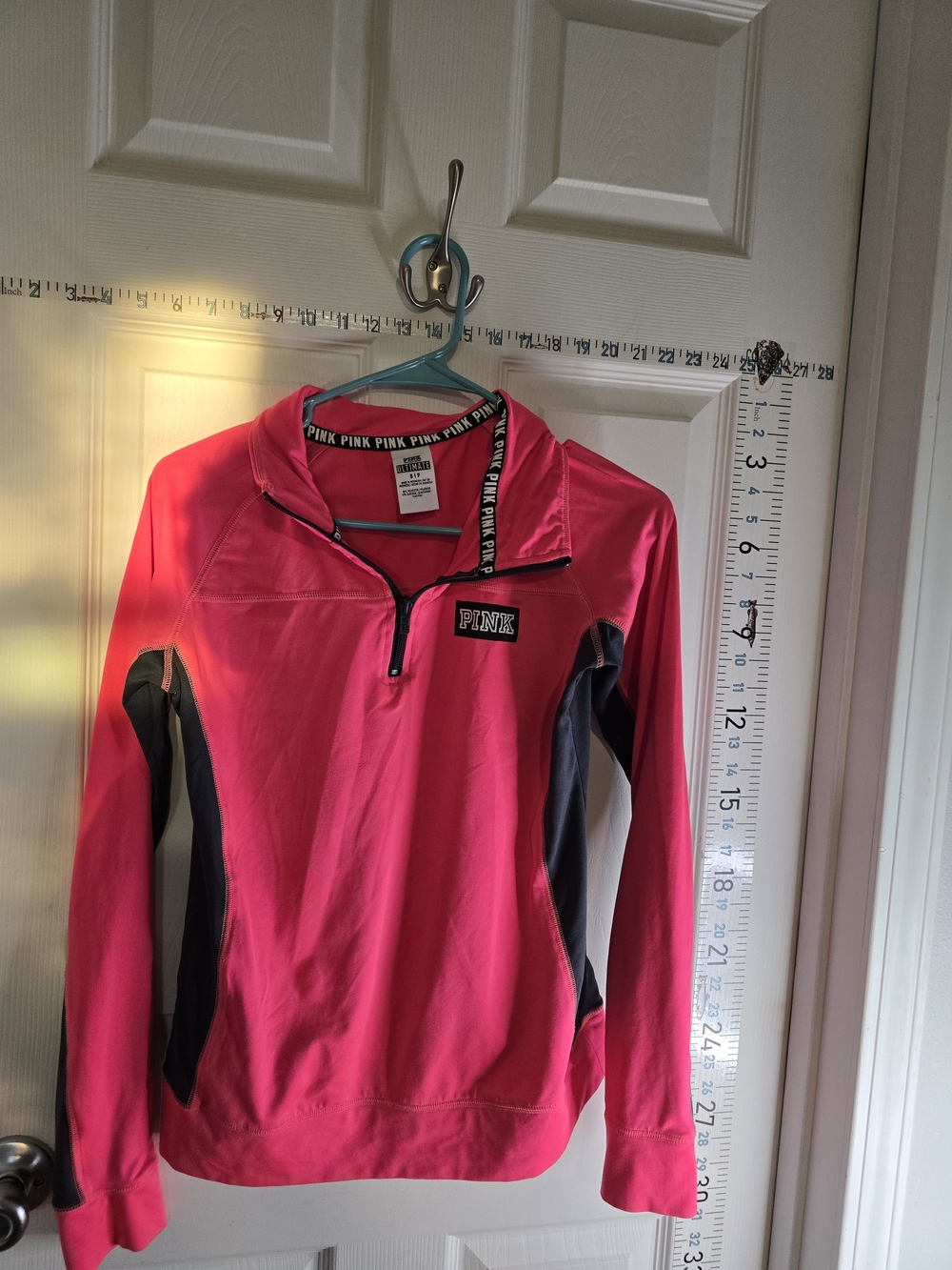 PINK Victoria's Secret Hot Pink and Black Quarter-Zip Pullover